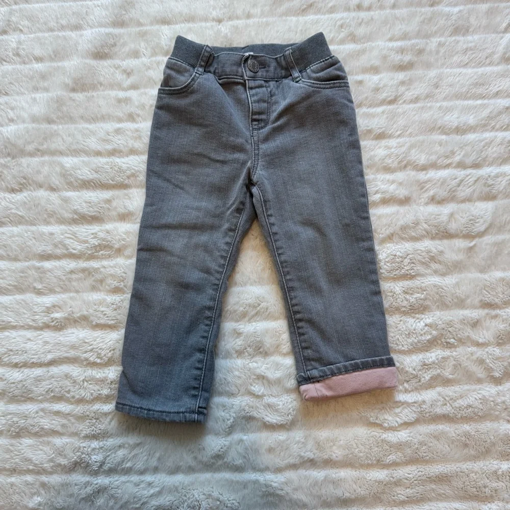 GAP Gray Fleece Lined Straight-Leg Jeans with Adjustable Waistband